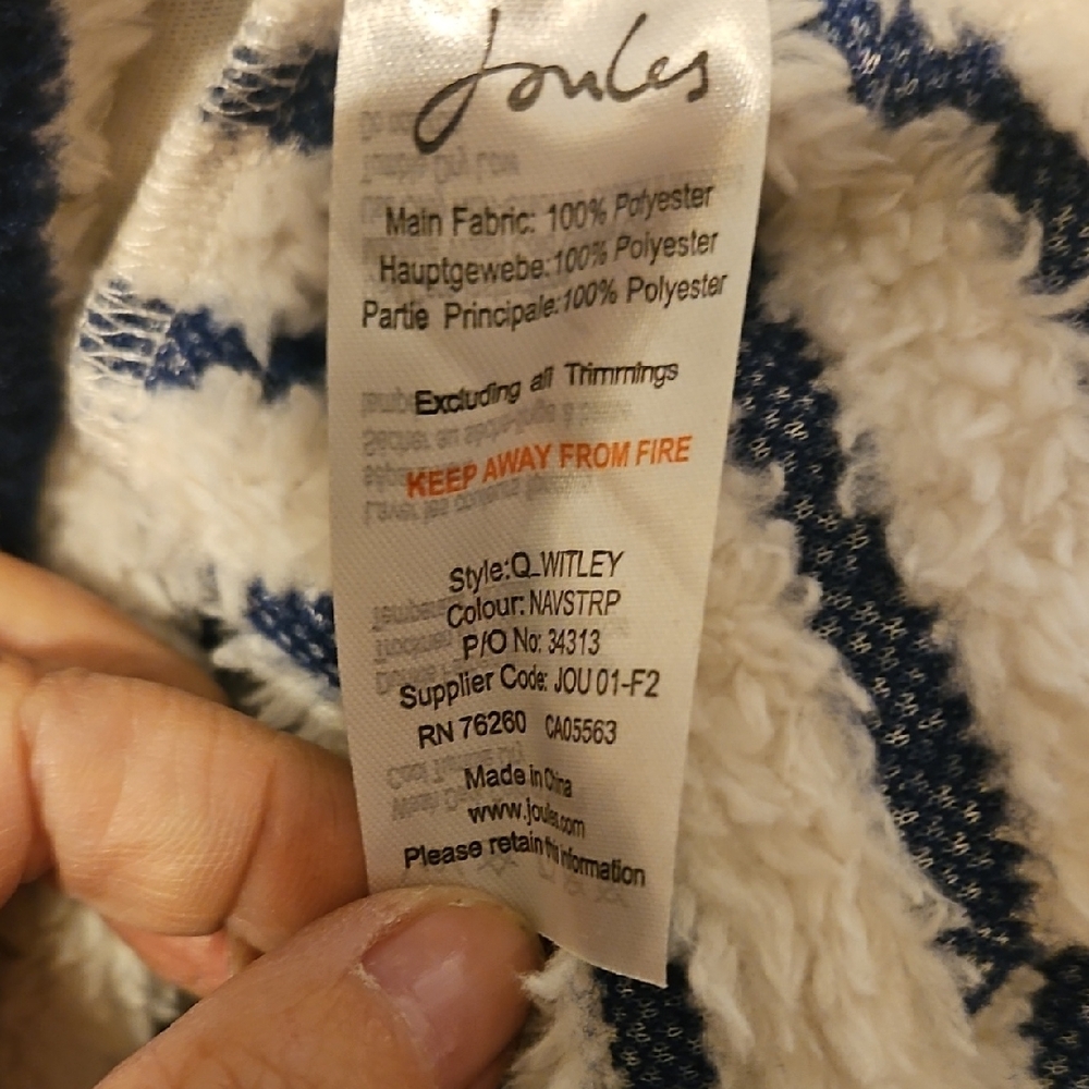 Joules Navy and Cream Striped Cowl Neck Sweater - Picture 6 of 6